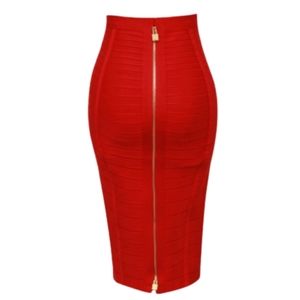 Red Fitted Pencil Skirt